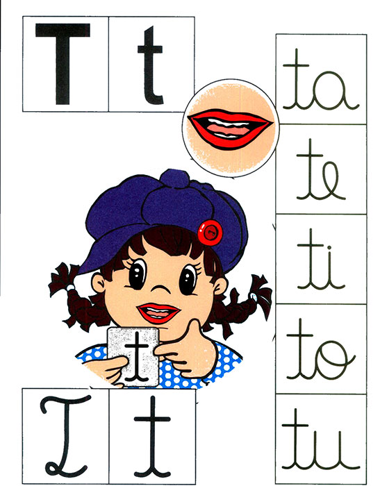 Ficha para aprender el abecedario letra t