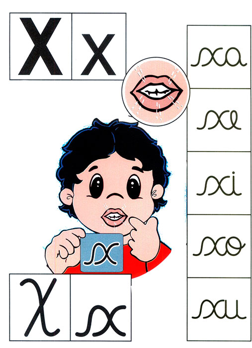 Ficha para aprender el abecedario letra x